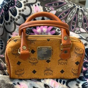 MCM Cognac Mini Bag with Black Accents
